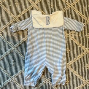 B monogram 6 month long sleeve romper